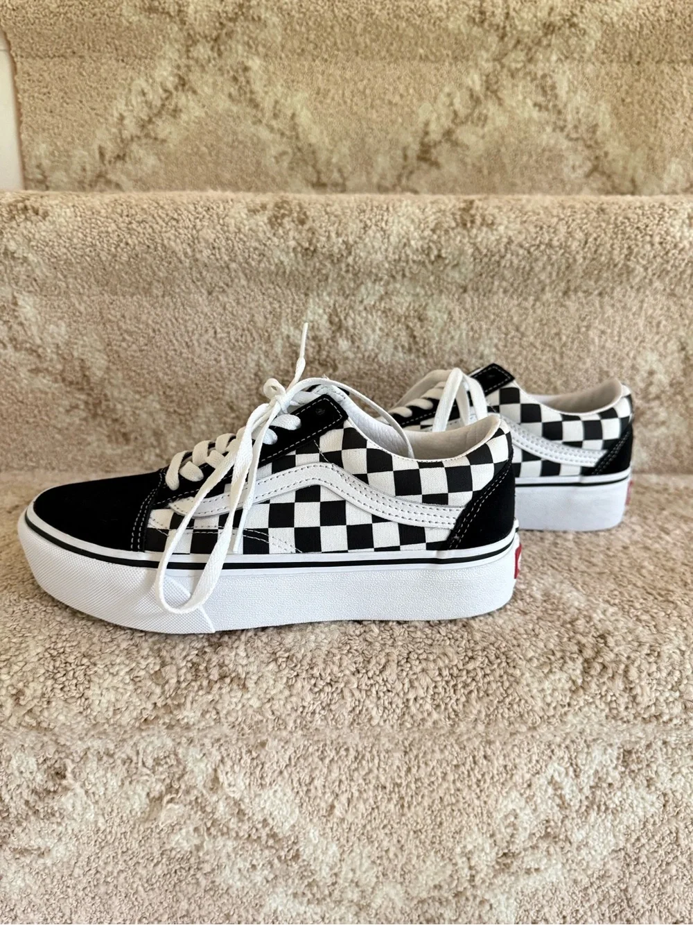 Black & White Checkerboard Skate Sneakers - Picture 2 of 5